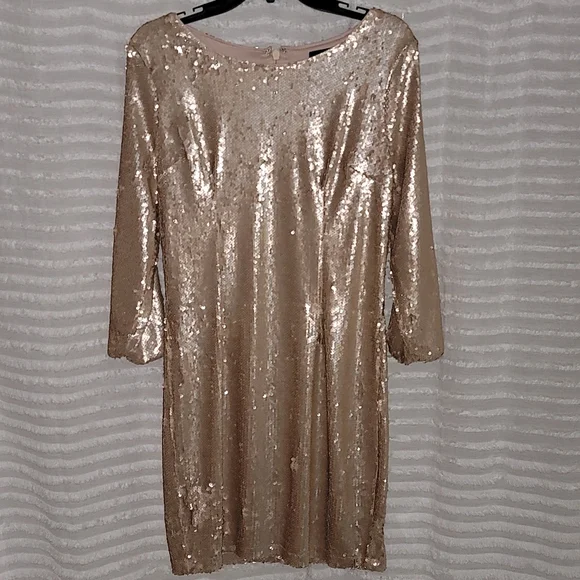 slim fit dress slacks 3/4 Sleeve Sequin Sheath Dress – Rooted Muse Boutique main image 1